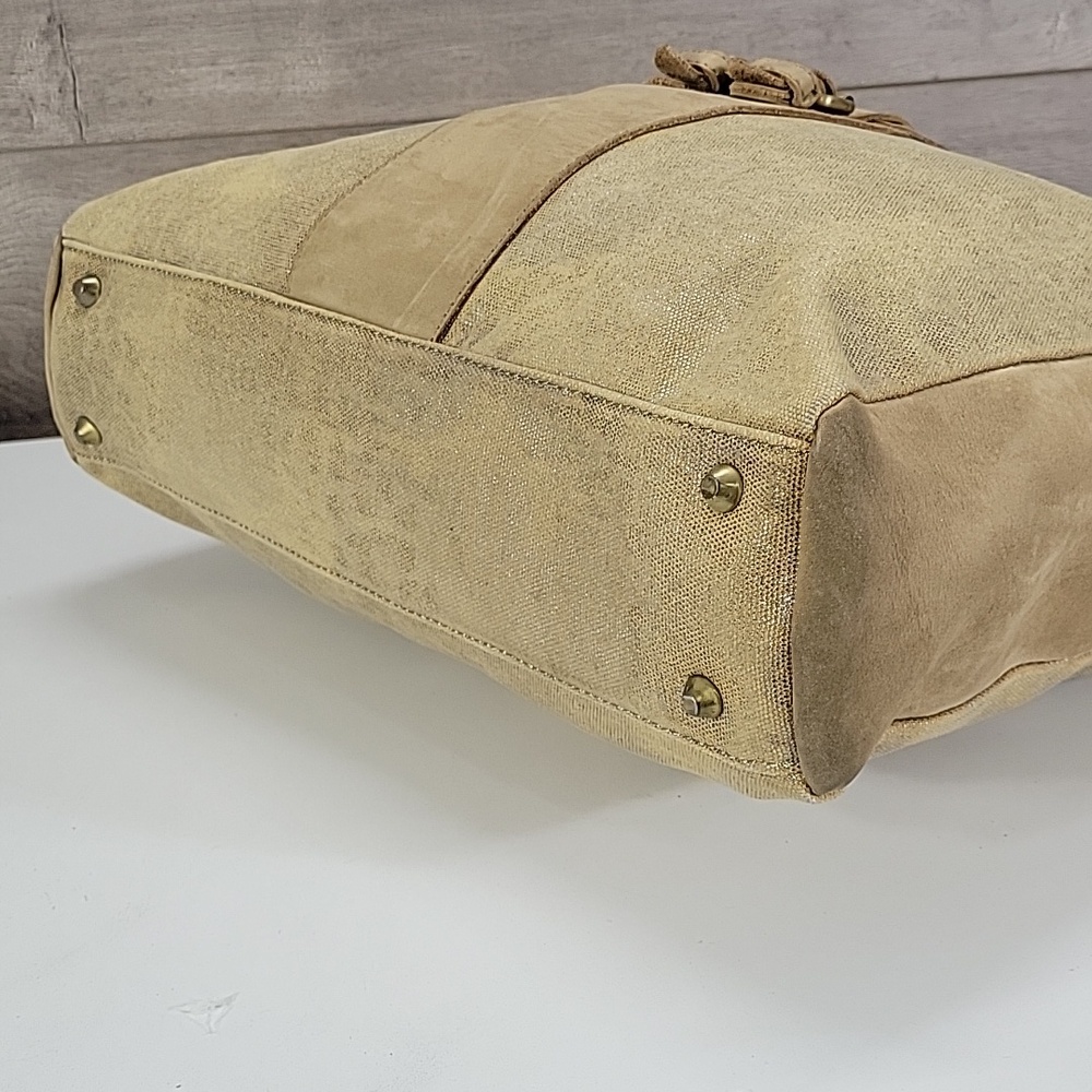 Jesslyn Blake for Anthropologie Tan Canvas Leather Tote Crossbody Shoulder Bag - Picture 9 of 15